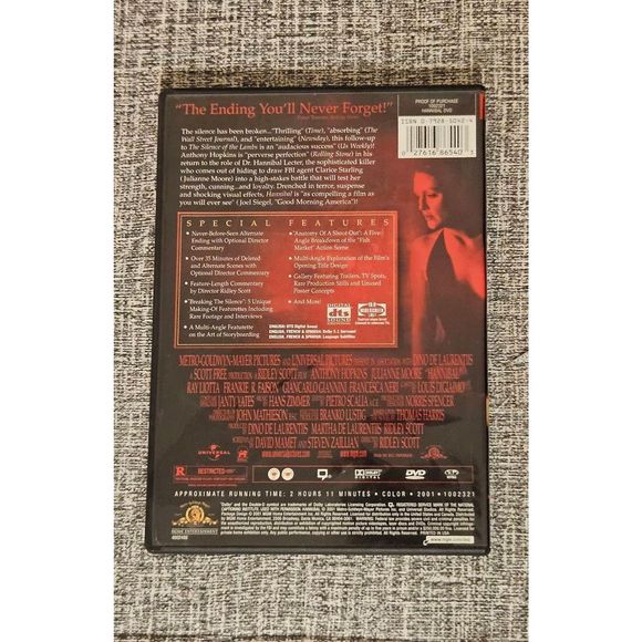 Hannibal (DVD, 2001, 2-Disc Set, Special Edition) Pre-owned Untested Classic - Picture 2 of 4